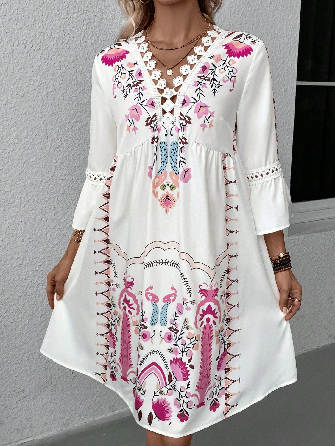Jurk dames met borduurprint - detailfoto