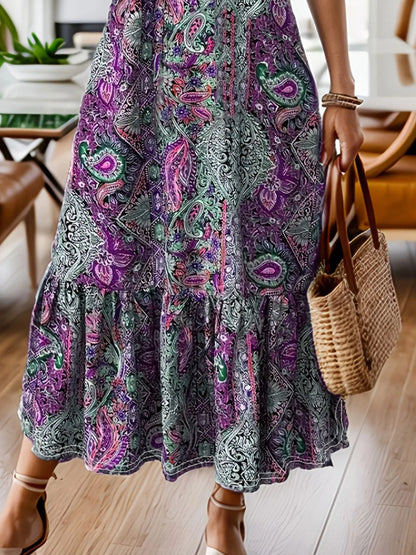 Midi-jurk dames met paisleyprint - detailfoto