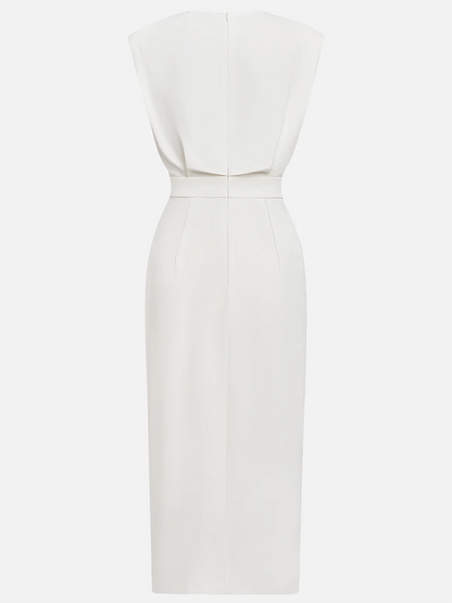 Elegante midi jurk dames ronde hals - perfect voor kantoor en uitje
