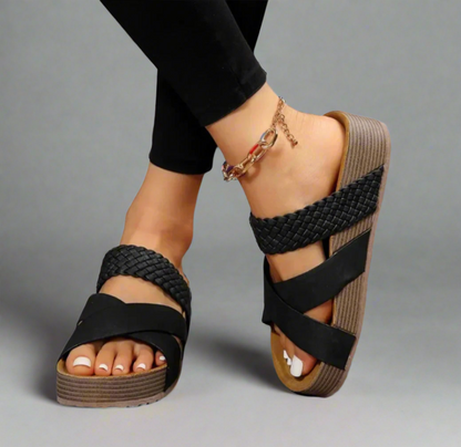 Orthopedische sandalen dames zwart lichtgewicht voetsteun