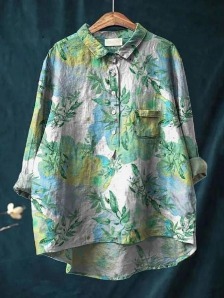 Bloemenblouse dames achterkant elegante snit bloemen