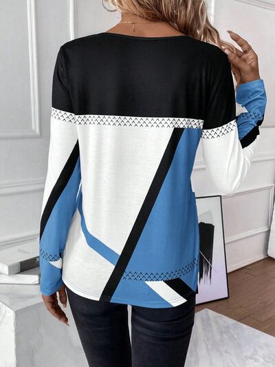 Shirt dames met kleurvlakken in Hemelsblauw