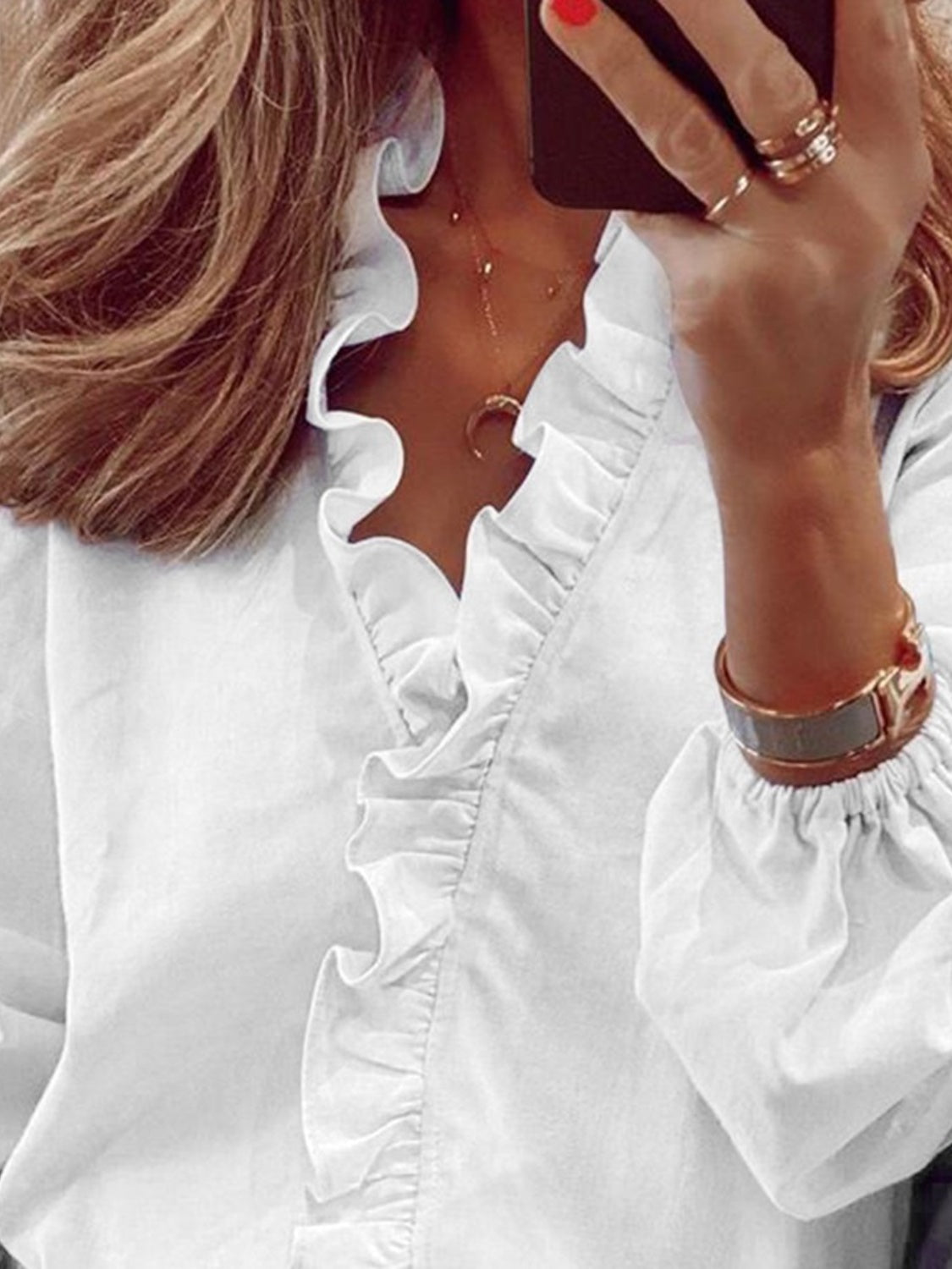 Blouse dames met ruche - detailfoto
