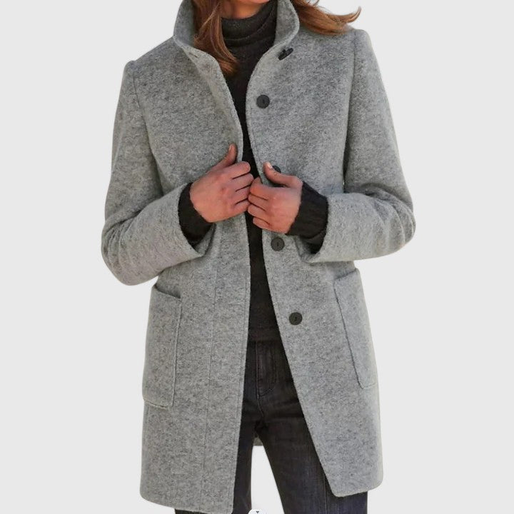 Mantel Jas Dames van Wol – Elegante Lange Winterjas met Knopen in Meerdere Kleuren