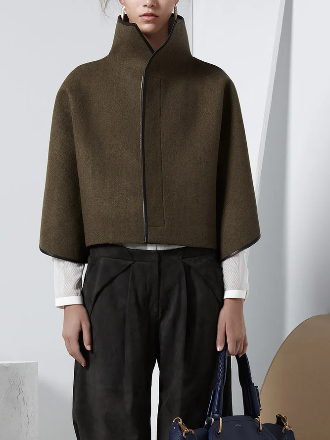 Cape jack dames cropped met hoge opstaande kraag