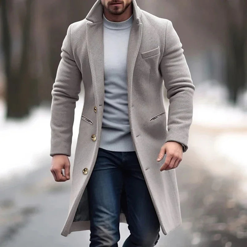 Heren Trenchcoat van Scheerwol — Tijdloos Design en Warmte voor Herfst en Winter