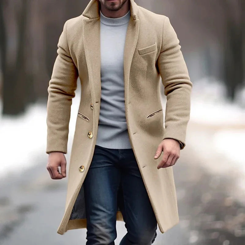 Heren Trenchcoat van Scheerwol — Tijdloos Design en Warmte voor Herfst en Winter