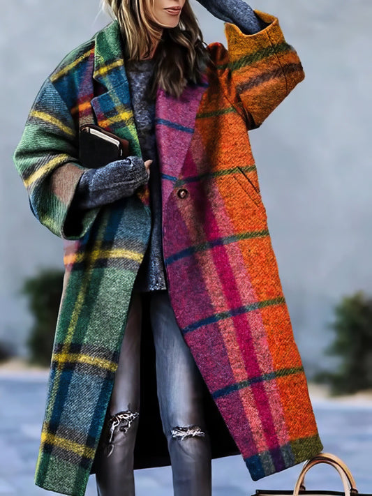Lange Damesmantel met Revers – Tijdloze Winterjas van Polyester