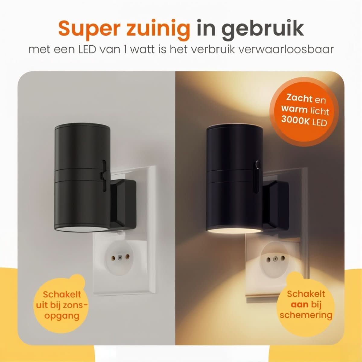 Nachtlampje LED dimbaar met dag-nachtsensor