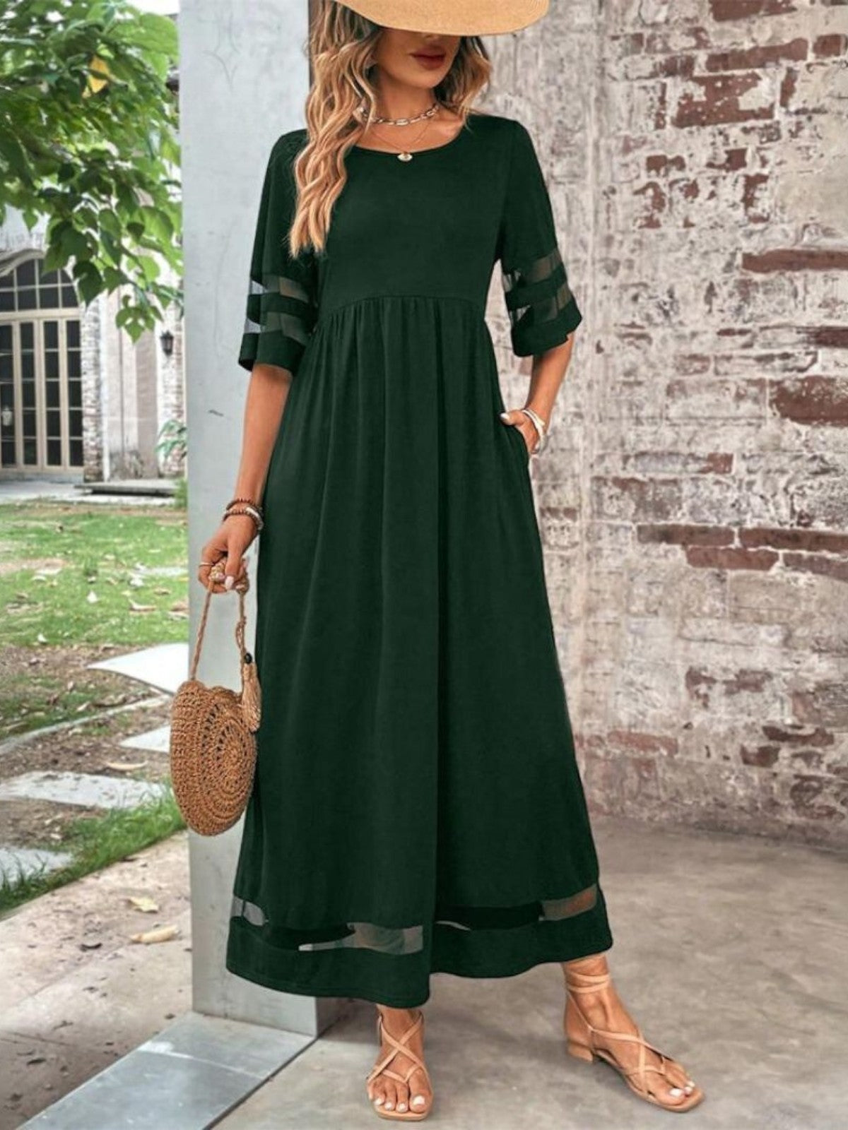 Slankmakende jurk dames groen - Kathryn chique maxi jurk