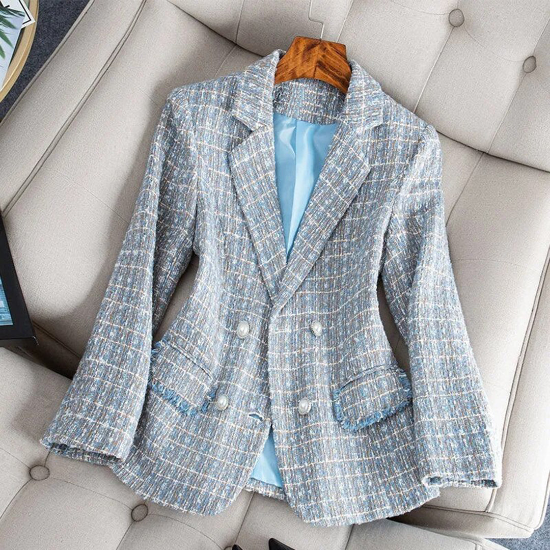 Damesblazer - Geruit en Getailleerd - Blauw, Zwart, Roze