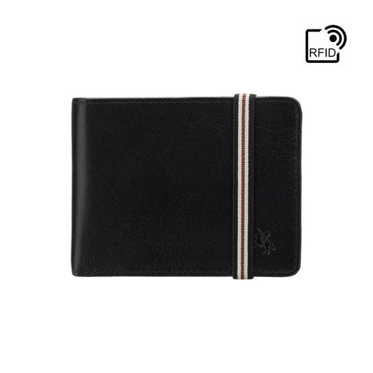 Bifold Wallet - Heren - Segesta Banded Slim Leer Portemonnee met RFID-bescherming en Compact Ontwerp