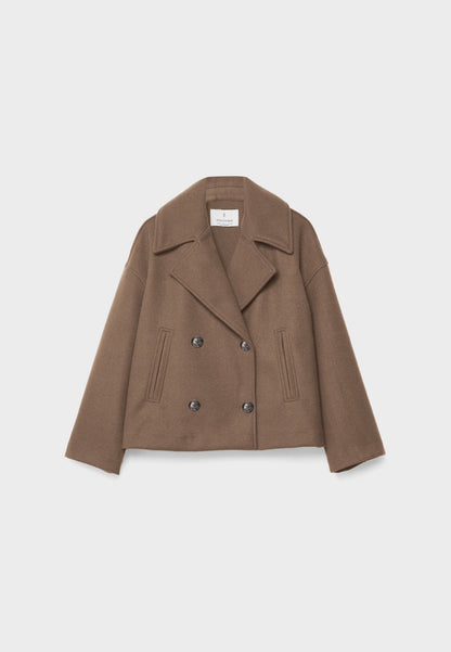 Korean Fashion - Korte Dames Jas met Dubbele Rij Knopen en Tijdloos Design