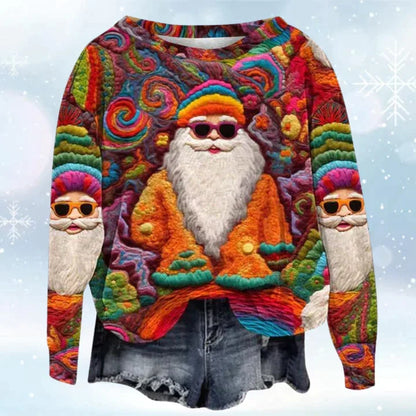 Kersttrui heren met all-over print in Kerstman kleurrijk