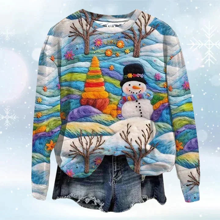 Kersttrui heren met all-over print in Sneeuwpop