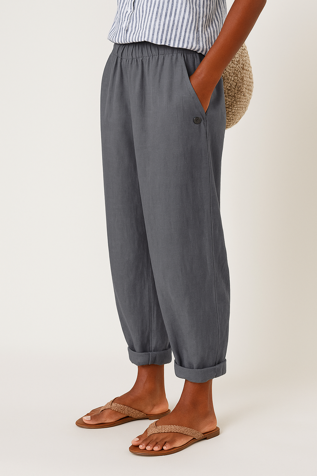 Broek dames grijs rechte pijp - casual elegant