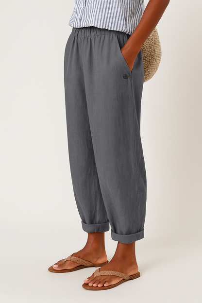 Broek dames grijs rechte pijp - casual elegant