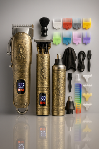 4-in-1 Professionele Tondeuse Set - Complete Haartrimmer met LED-display en Accessoires
