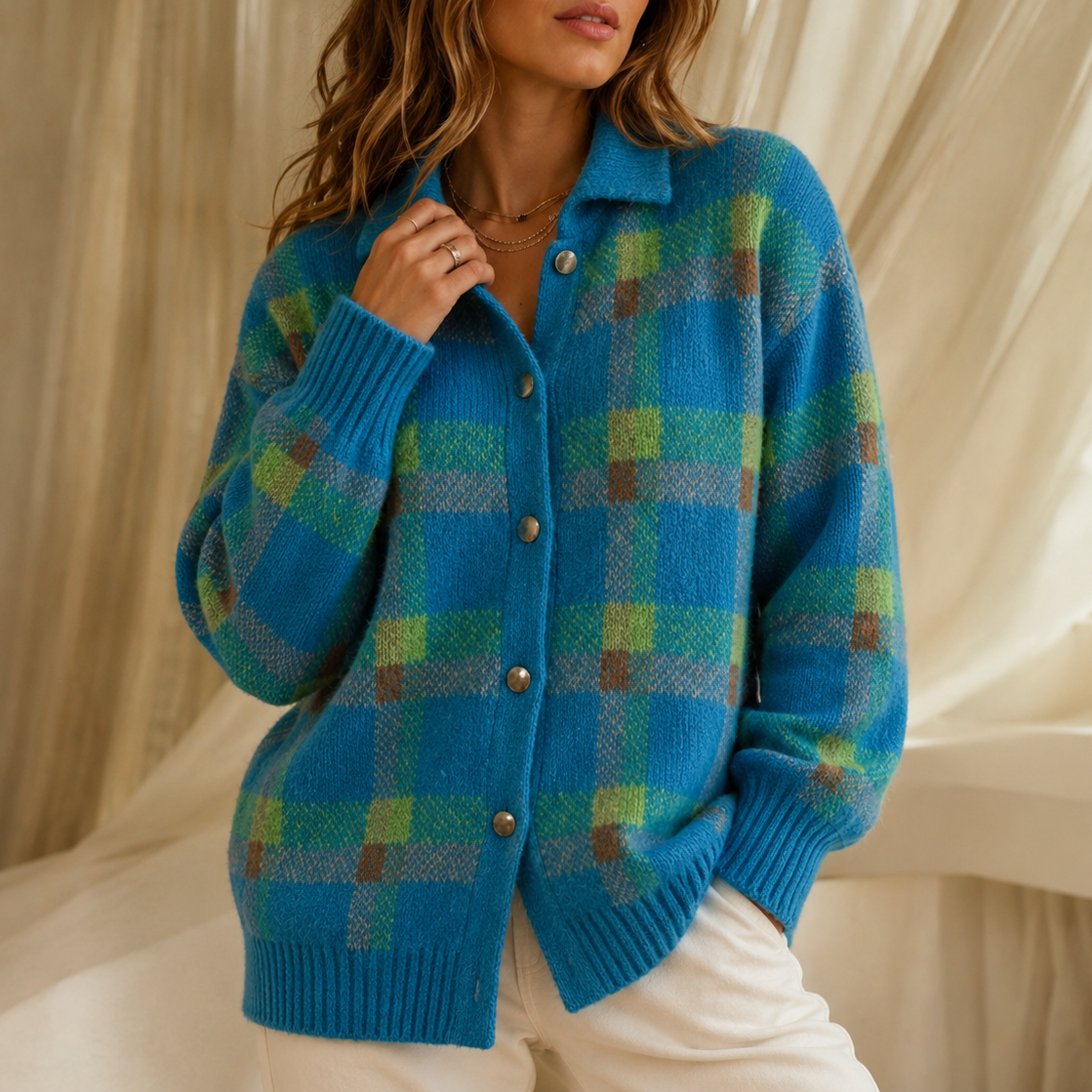 Oversized vest dames met kraag in Blauw