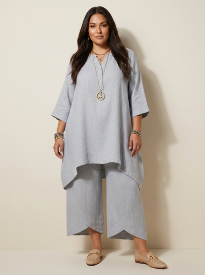 Tuniek set dames in lichtgrijs