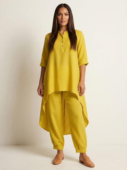 Tuniek set dames in okergeel