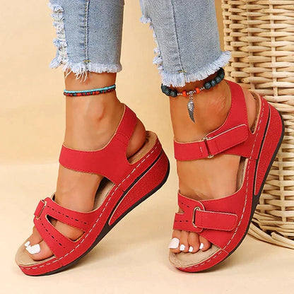 Comfort sandalen dames sleehak in rood