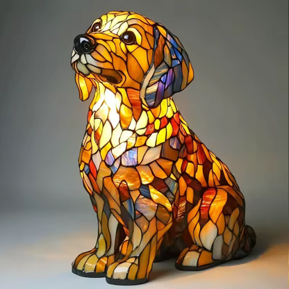 Lichtgevende Hond Lamp Glas-in-Lood – Handgemaakt en Sfeervol Cadeau voor Hondenliefhebbers