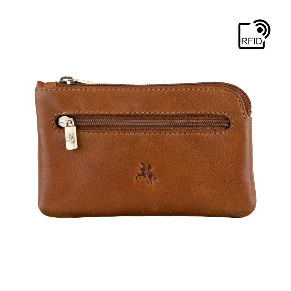 Lederen Pouch Unisex - RFID Bescherming - Plantaardig Gelooid Leer - Compact en Stijlvol - Sunny-Amsterdam