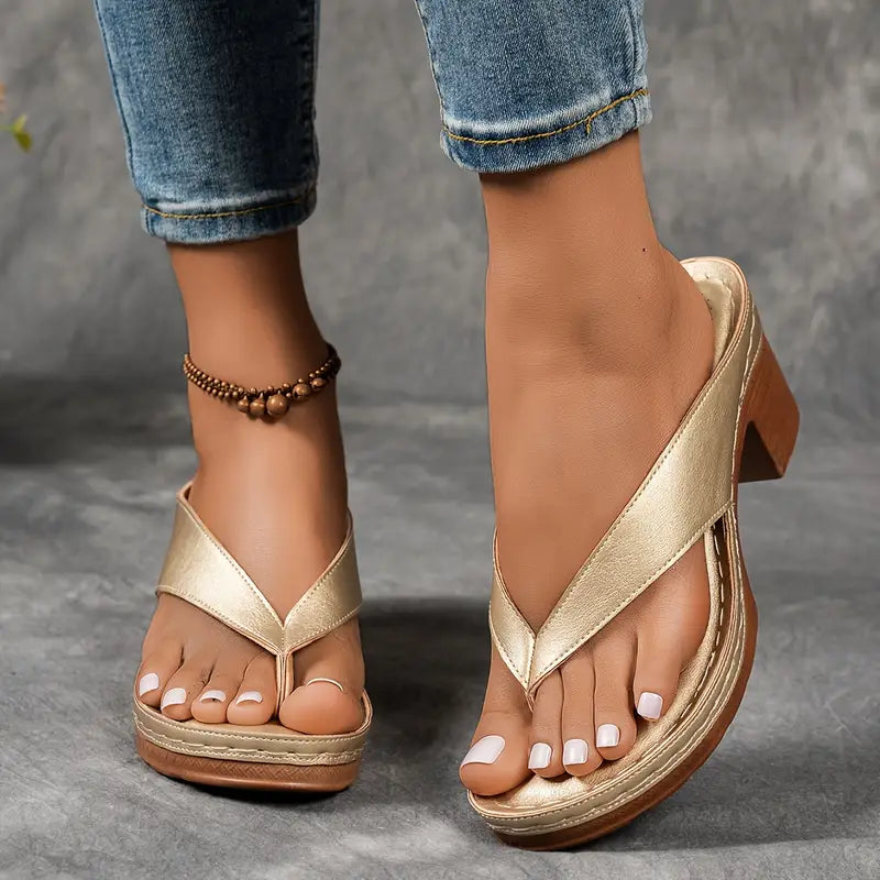 Orthopedische pantoffels dames met hak - goud kleur voetsteun schoenen