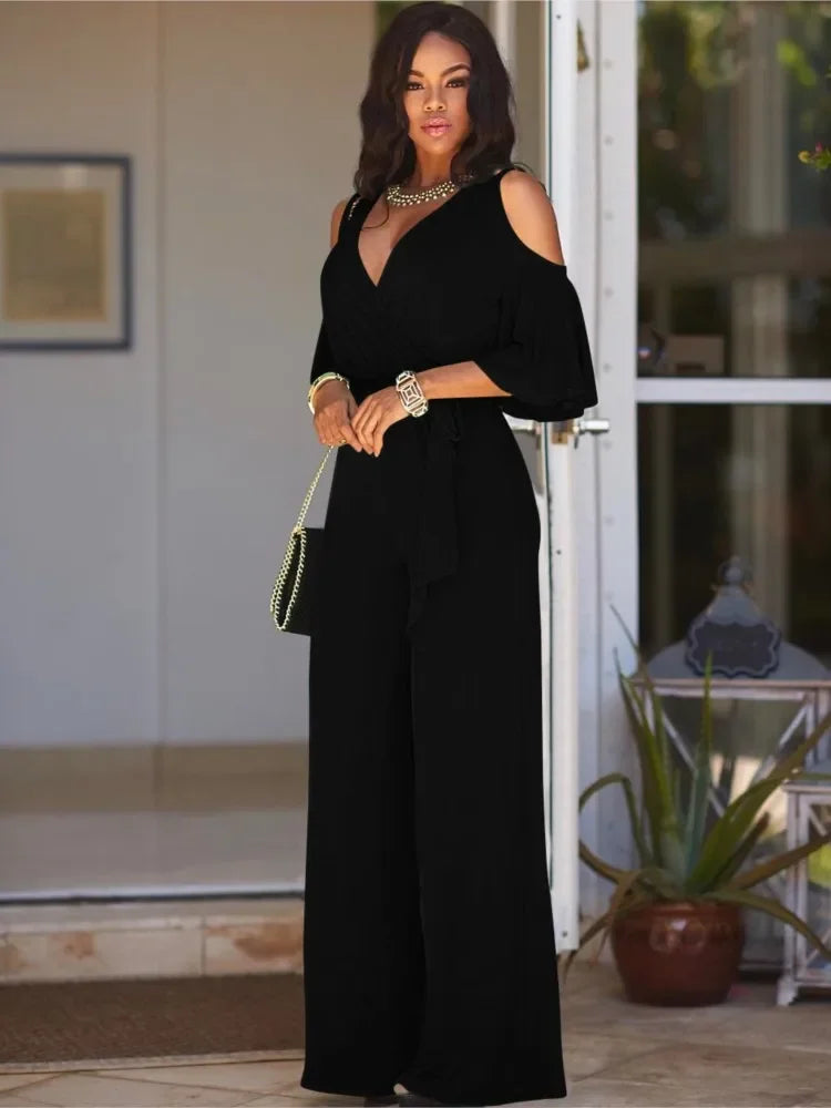 Jumpsuit dames met wijde pijp in Zwart
