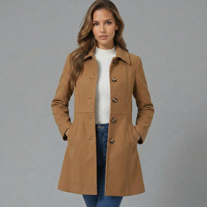 Mantel dames A-lijn in camel