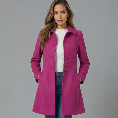 Mantel dames A-lijn in fuchsia