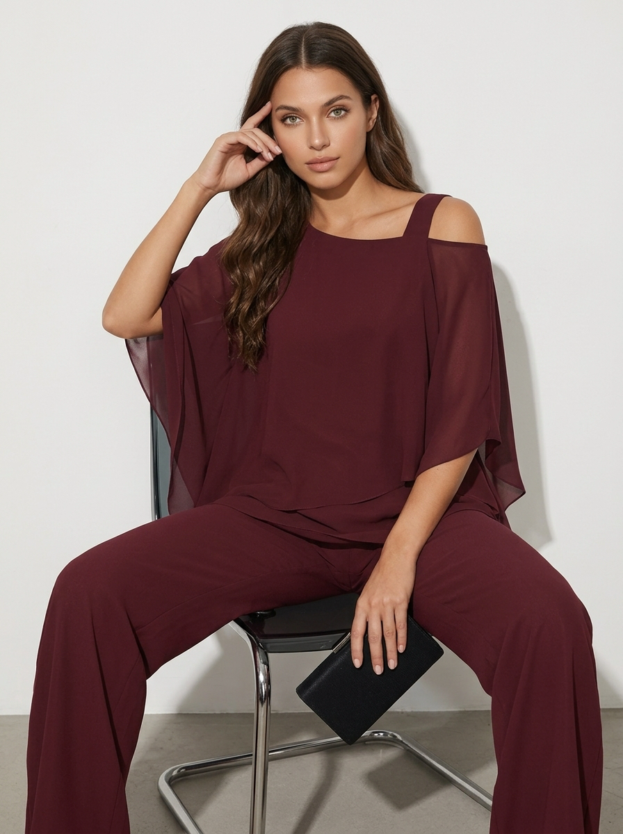 Chiffon tweedelige set dames - draagbeeld