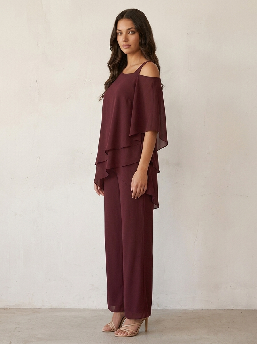 Chiffon tweedelige set dames - draagbeeld