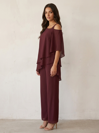 Chiffon tweedelige set dames - draagbeeld
