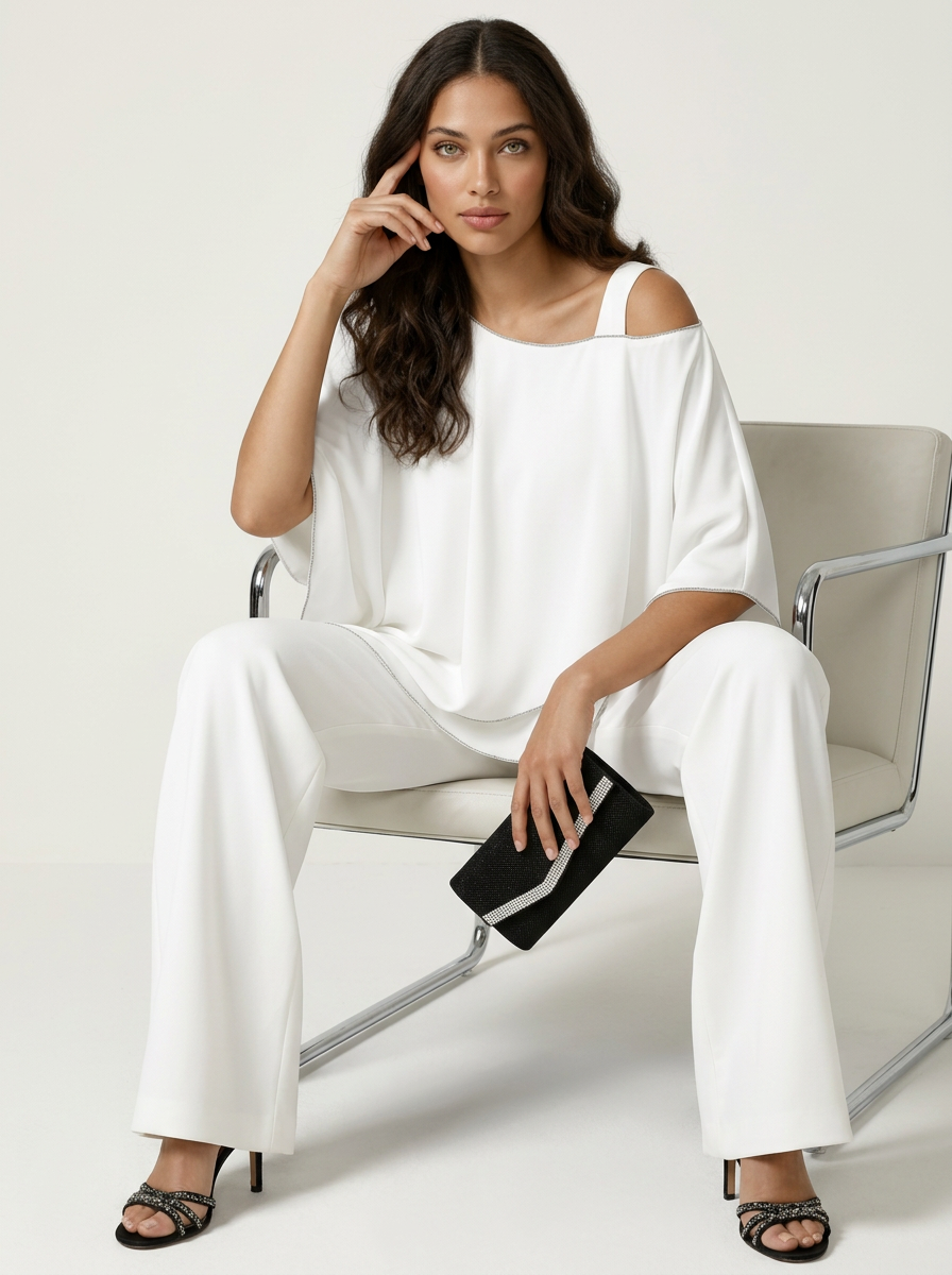 Chiffon tweedelige set dames - draagbeeld