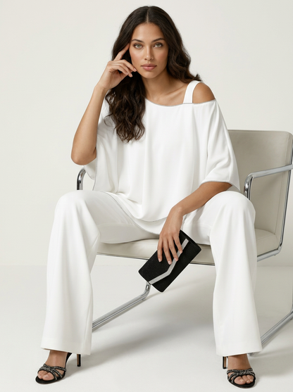 Chiffon tweedelige set dames - draagbeeld