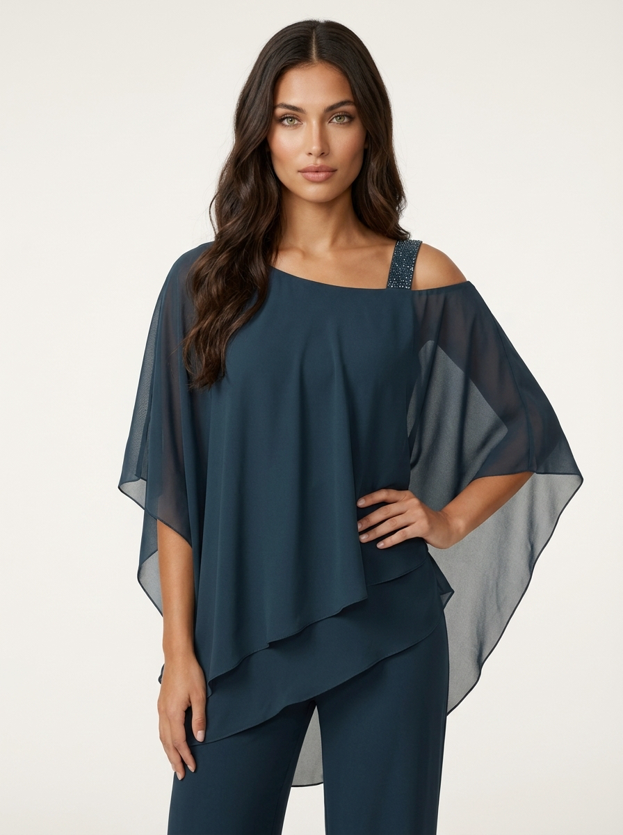 Chiffon tweedelige set dames - draagbeeld