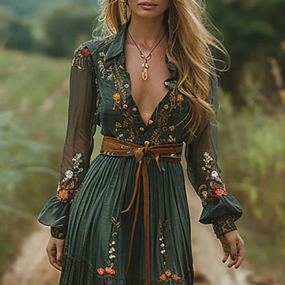 Bohemian bloemen maxi jurk dames - luchtige sierlijke lange jurk voor zomerse dagen