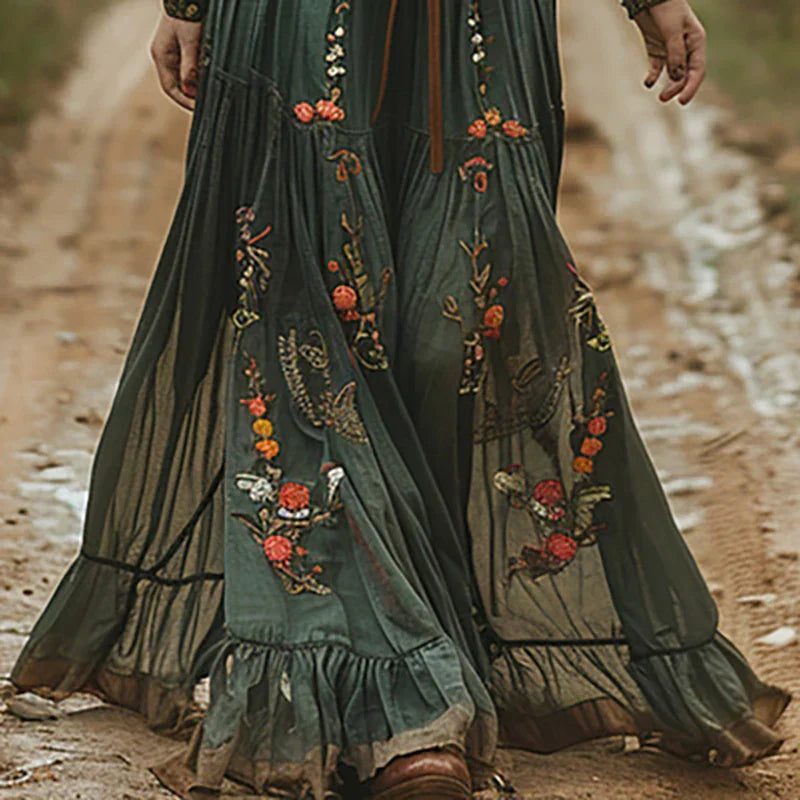 Bohemian bloemen maxi jurk dames - luchtige sierlijke lange jurk voor zomerse dagen