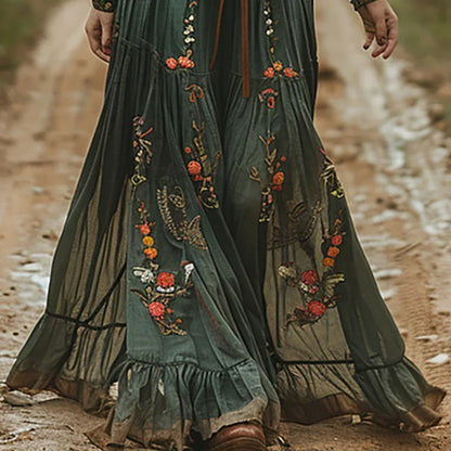 Bohemian bloemen maxi jurk dames - luchtige sierlijke lange jurk voor zomerse dagen