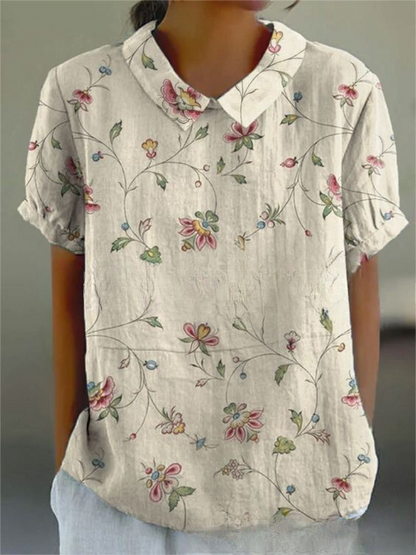 Bloemenprint blouse groen dames - casual luchtige top zij-aanzicht