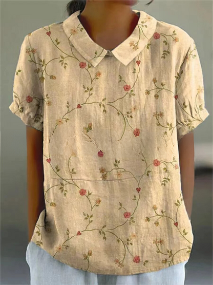 Blouse met bloemenprint dames - losse pasvorm stijlvol gecombineerd