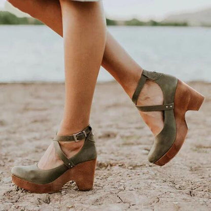 Wiggehak dames groen enkelbandjes - stijlvolle gesloten teen schoen