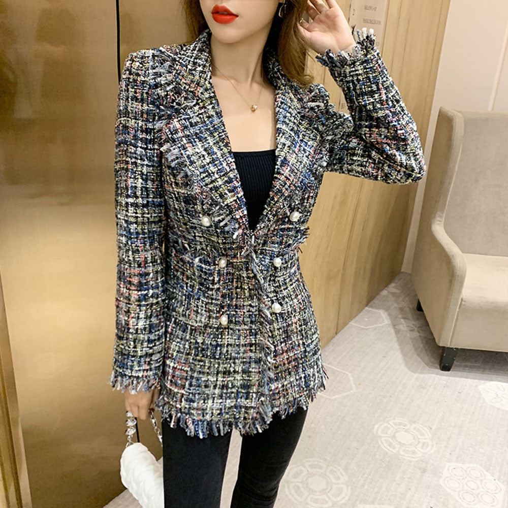 Tweed Jas - Dames - Elegante Tweed Jacket met Slim Fit en Klassieke Stijl