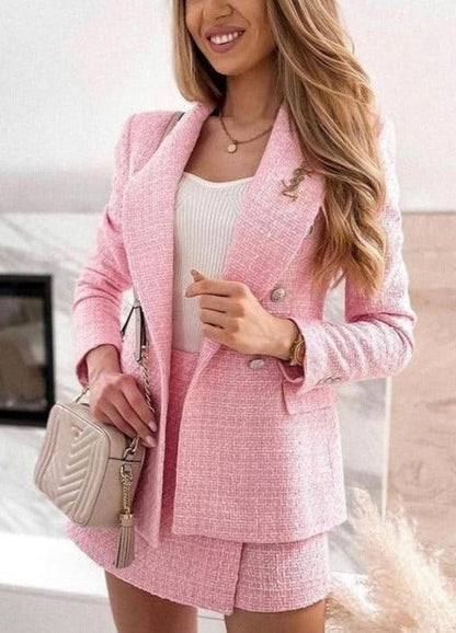 Tweed Blazer & Skort Set - Dames - Elegante Noella Tweed Stijl met Perfecte Pasvorm