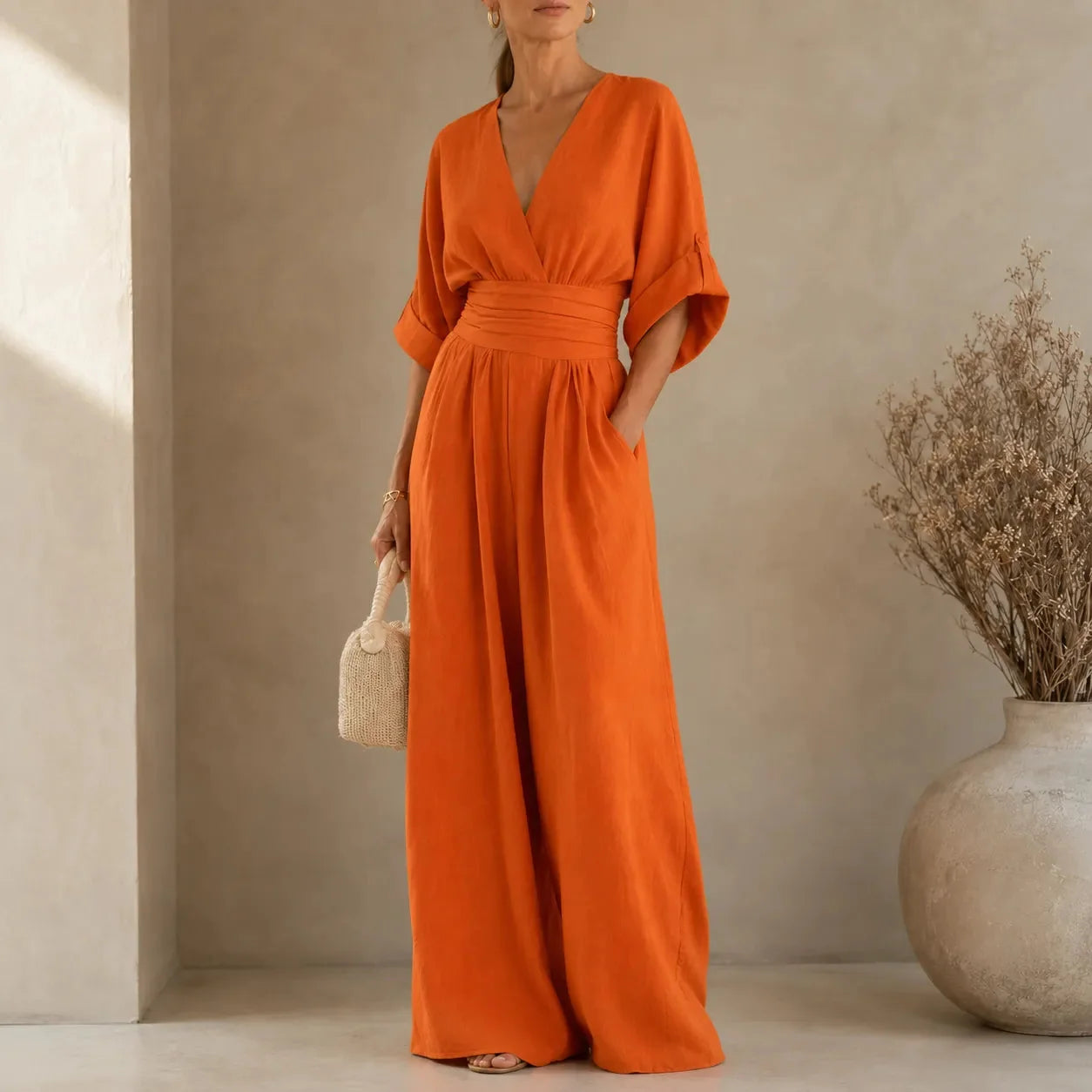 Jumpsuit dames met wijde pijp