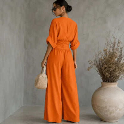 Jumpsuit dames met wijde pijp - detailfoto
