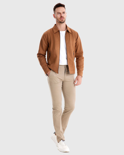 Heren Suede Bomberjas - Heren - Open Kraag - Stijlvolle Casual Look voor Herfst en Lente