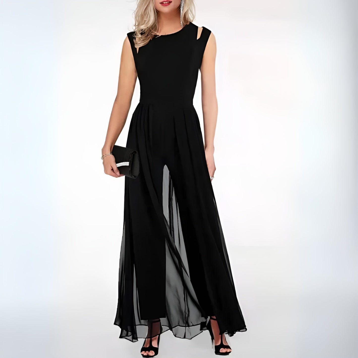 Sandra Jumpsuit - Chiffon - Mouwloos - Elegante Stijl voor Speciale Gelegenheden